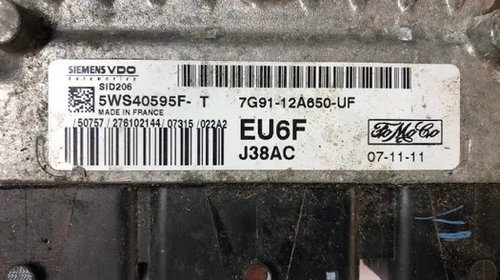 ECU FORD MONDEO 2.0 TDCI COD 7G91-12A650-UF 5WS40595F-T