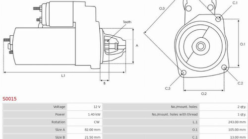 Electromotor AUDI 80 (8C, B4) AS-PL S0015