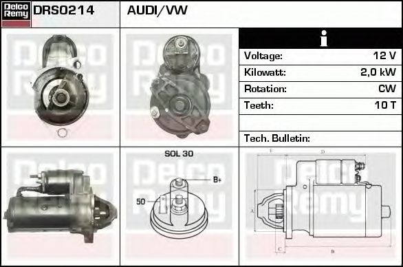 Electromotor AUDI A4 8D2 B5 DELCOREMY DRS0214