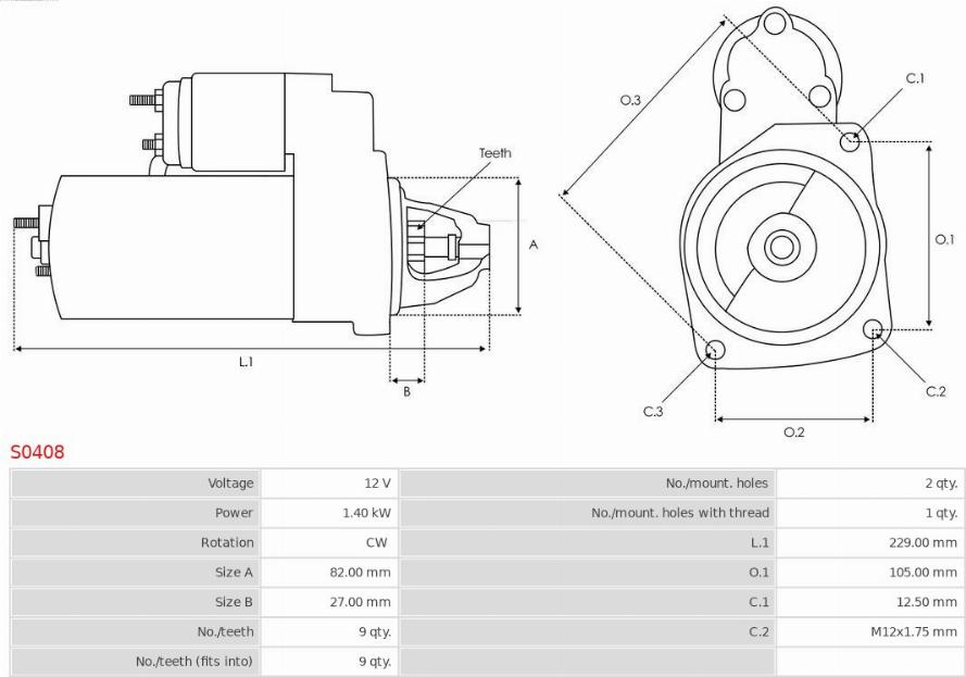 Electromotor AUDI A4 (8H7, B6, 8HE, B7) Сabrioleta, 01.2002 - 12.2009 AS-PL S0408