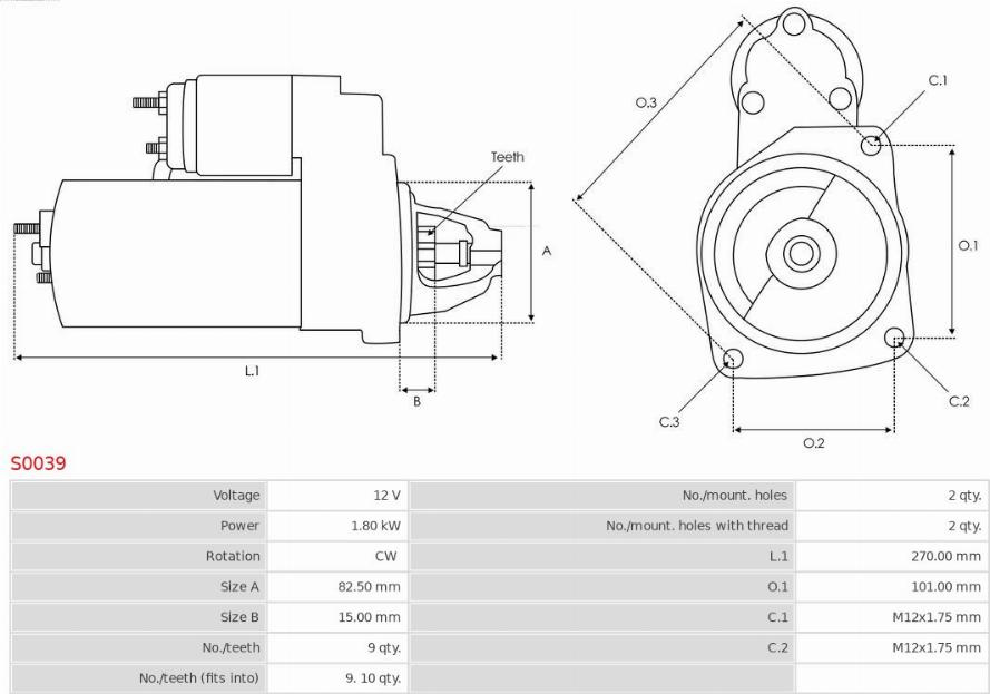 Electromotor AUDI A4 (8H7, B6, 8HE, B7) Сabrioleta, 01.2002 - 12.2009 AS-PL S0039