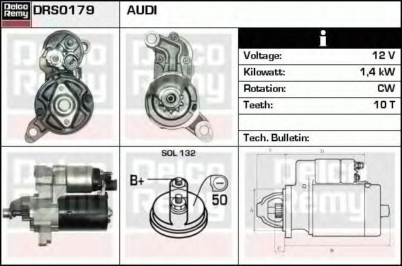 Electromotor AUDI A4 8K2 B8 DELCOREMY DRS0179