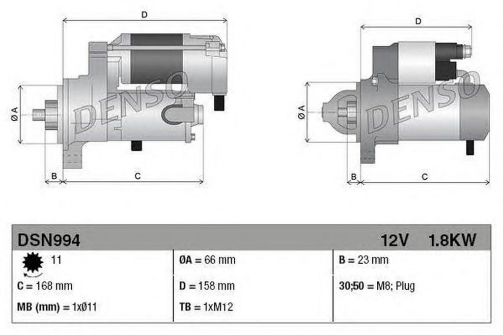 Electromotor AUDI A4 Avant 8K5 B8 DENSO DSN994