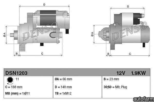 Electromotor AUDI A4 Avant 8K5 B8 Producator DENSO DSN1203