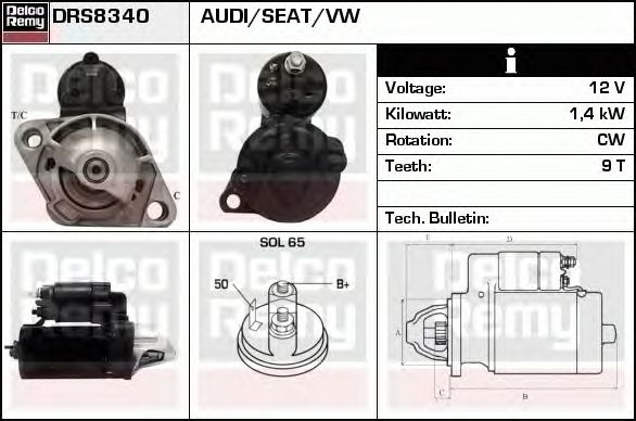 Electromotor AUDI A4 Cabriolet 8H7 B6 8HE B7 DELCOREMY DRS8340