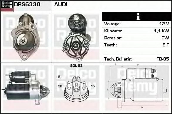 Electromotor AUDI A4 Cabriolet 8H7 B6 8HE B7 DELCOREMY DRS6330