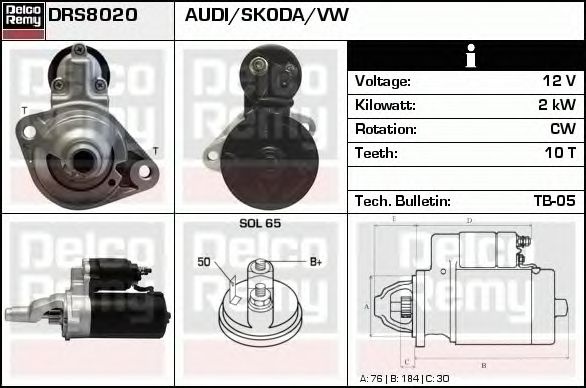 Electromotor AUDI A4 Cabriolet 8H7 B6 8HE B7 DELCOREMY DRS8020