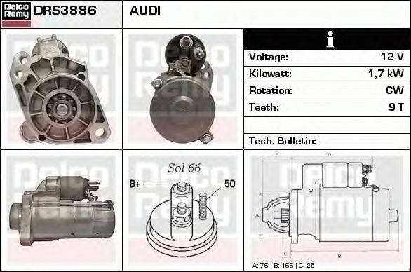 Electromotor AUDI A8 4E DELCOREMY DRS3886