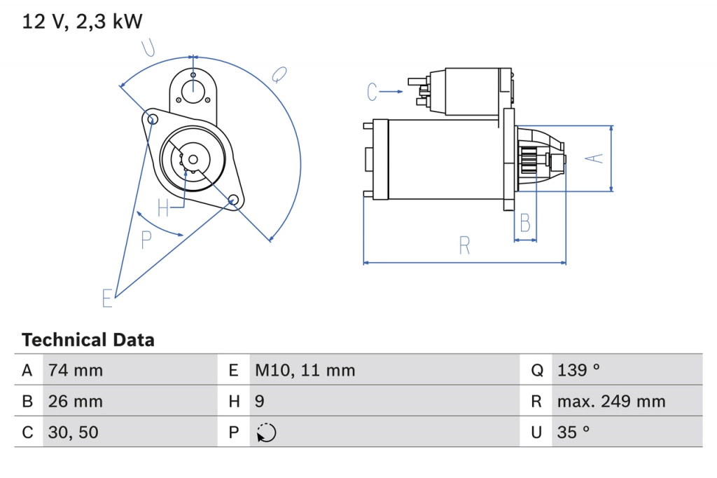 Electromotor BOSCH AUDI A8 D3 (4E2, 4E8) 2003-2010 - 0 986 024 120