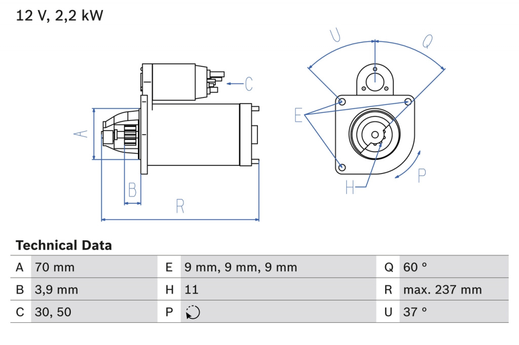 Electromotor BOSCH FIAT DOBLO platou / sasiu (263_