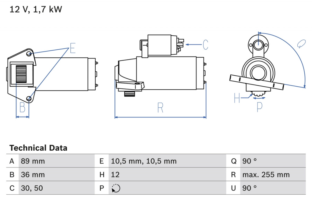 Electromotor BOSCH FORD TRANSIT bus (FD_ _, FB_ _, FS_ _, FZ_ _, FC_ _) 2011-2014 - 0 986 025 830