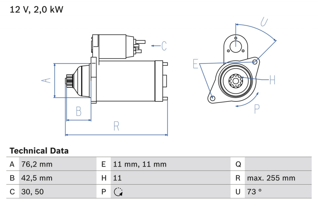 Electromotor BOSCH VW GOLF V Variant (1K5) 2007-2009 - 0 986 024 360