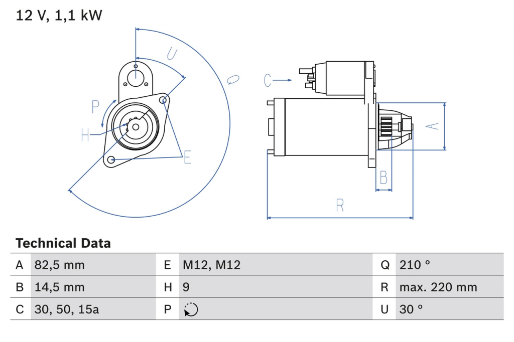 Electromotor BOSCH VW PASSAT B5.5 (3B3) 2000-2005 - 0 986 016 330