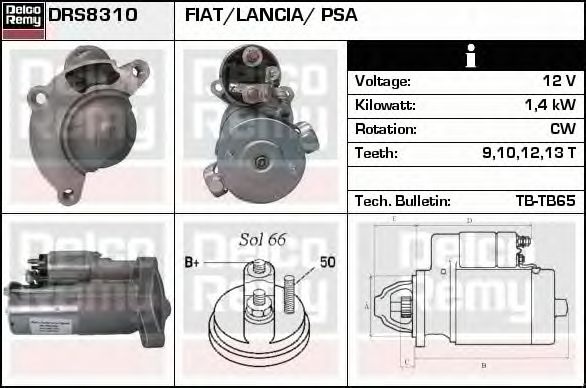 Electromotor CITROEN JUMPY platou sasiu BU BV BW BX DELCOREMY DRS8310