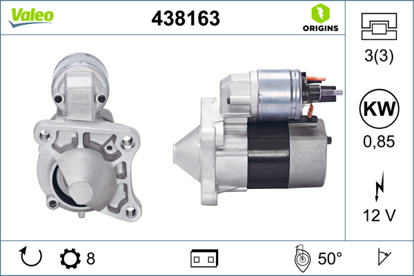 Electromotor # Dacia Logan 1.6 mcv [ks] mpi 85 benzina 84cp/62kw K7M 800 2010 2011 2012 2013 2014 2015 2016 2017 2018 2019 2020 2021 2022 2023 2024 2025 # 438163 # VALEO