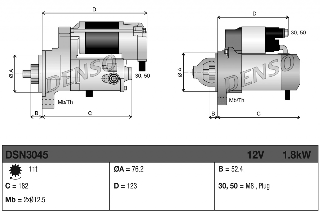 Electromotor Denso VW PASSAT B3/B4 Variant (3A5, 35I) 1988-1997 - DSN3045