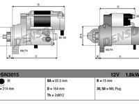 Electromotor DSN3015 DENSO pentru Vw Passat Audi A4 Skoda Superb