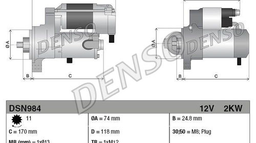 Electromotor DSN984 DENSO pentru Toyota Avens