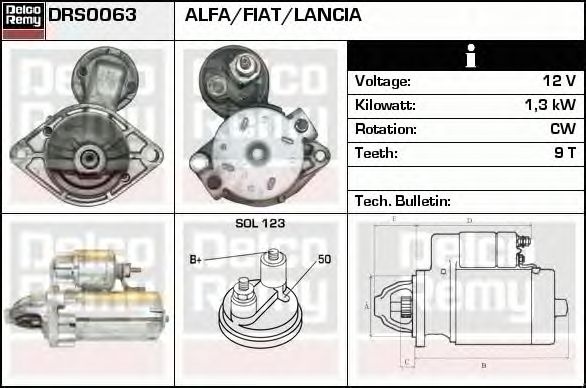 Electromotor FIAT DOBLO microbus 263 152 DELCOREMY DRS0063