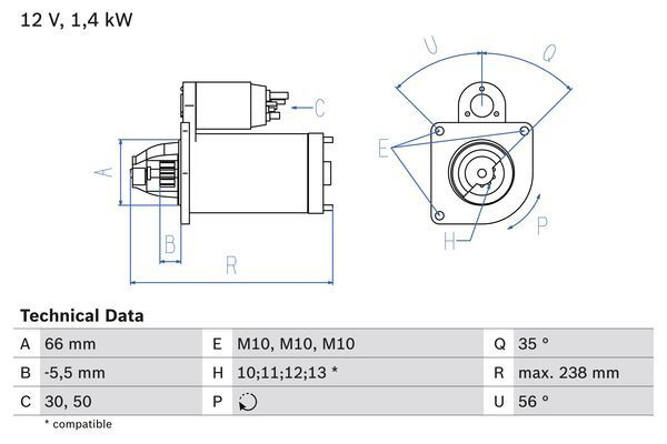 Electromotor # Fiat Scudo 2.0 caroserie [220l] jtd motorina 94cp/69kw RHX 1999 2000 2001 2002 2003 2004 2005 2006 # 0 986 018 310 # BOSCH