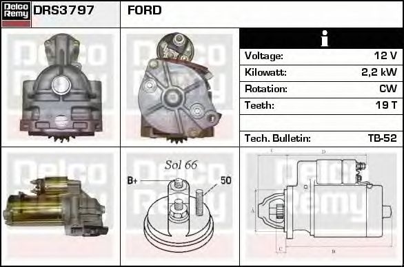 Electromotor FORD TRANSIT bus FD FB FS FZ FC DELCOREMY DRS3797