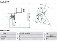 Electromotor HYUNDAI ACCENT I X3- BOSCH 0986012301