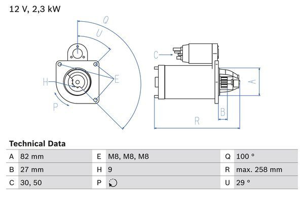 Electromotor # Iveco Daily 2.3 v platou / sasiu 26l11; 26l11d; 35c11d; 35s11; 40c11 motorina 106cp/78kw F1AE3481A 2011 2012 2013 2014 # 0 986 018 950 # BOSCH