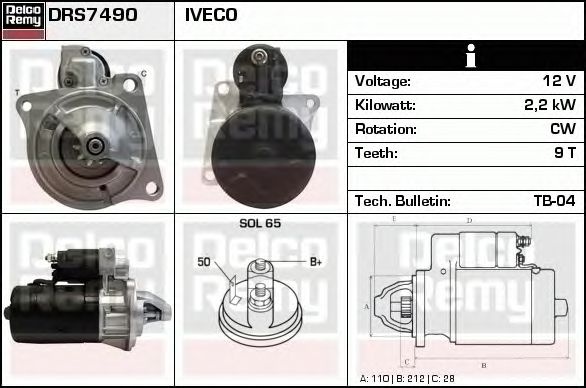 Electromotor IVECO DAILY II bus DELCOREMY DRS7490