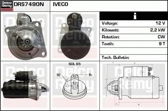 Electromotor IVECO DAILY II bus DELCOREMY DRS7490N