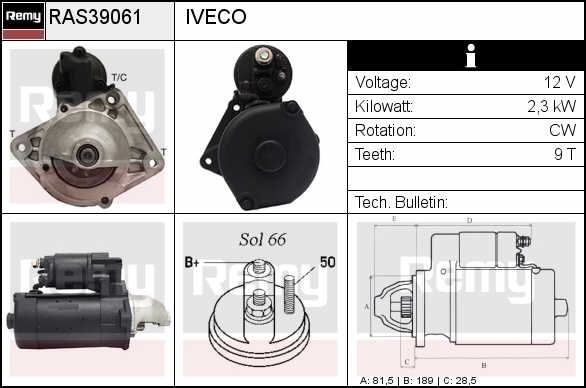 Electromotor IVECO DAILY III platou sasiu DELCOREMY RAS39061