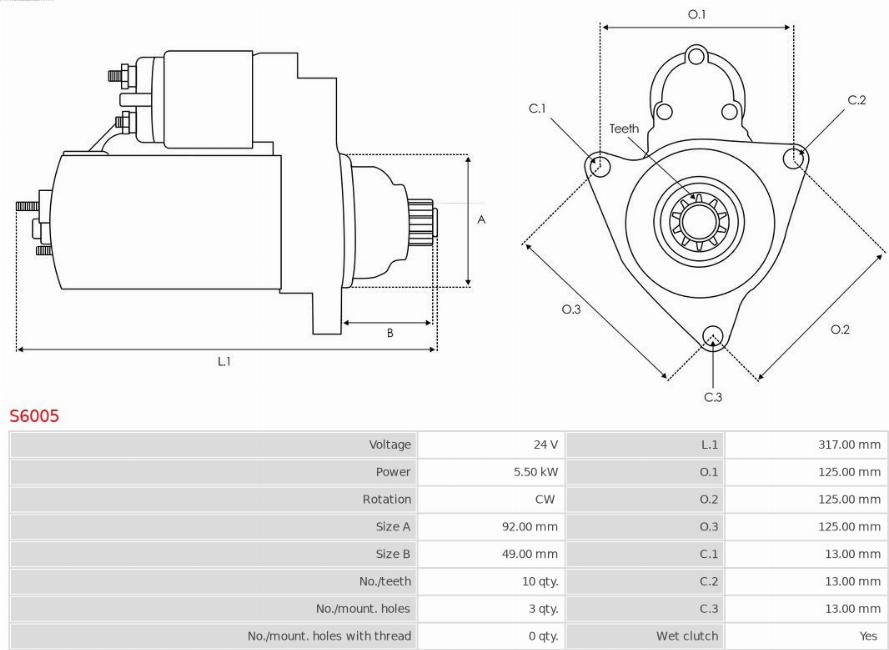 Electromotor IVECO EUROTECH MP, 01.1992 - AS-PL S6005