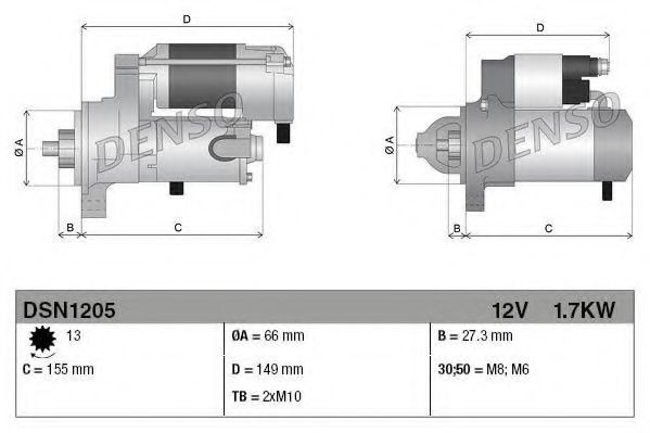 Electromotor MERCEDES C-CLASS cupe (C204) (2011 - 2016) DENSO DSN1205