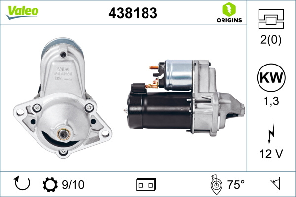 Electromotor # Opel Astra 1.6 g hatchback [f48; f08] 16v benzina 101cp/74kw C 16 SEL; X 16 XEL; Z 16 XE 1998 1999 2000 2001 2002 2003 2004 2005 # 438183 # VALEO
