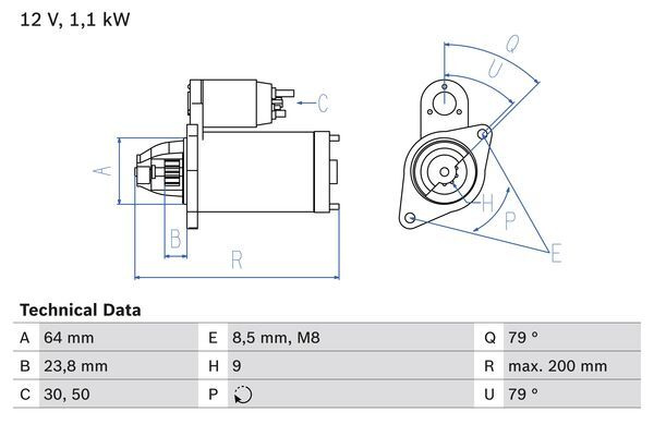 Electromotor # Opel Corsa 1.3 vita c [f08; f68] cdti motorina 70cp/51kw Z 13 DT 2003 2004 2005 2006 2007 2008 2009 # 0 986 021 240 # BOSCH
