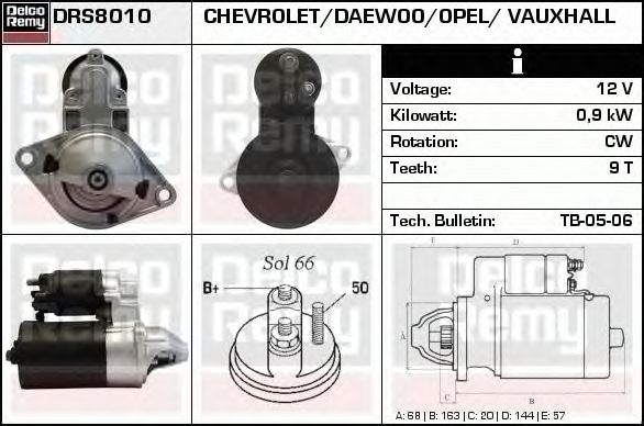 Electromotor OPEL CORSA C F08 F68 DELCOREMY DRS8010