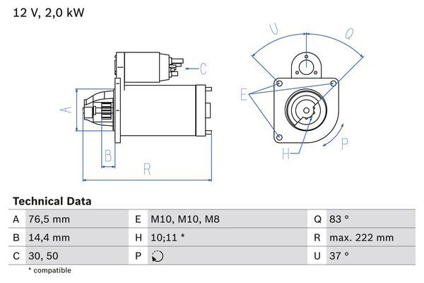 Electromotor # Opel Vivaro 2.0 platou / sasiu [e7] cdti motorina 114cp/84kw M9R 630; M9R 780 2006 2007 2008 2009 2010 2011 2012 2013 2014 2015 2016 2017 2018 2019 2020 2021 2022 2023 2024 2025 # 0 986 023 530 # BOSCH