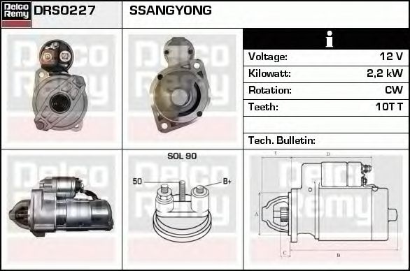 Electromotor SSANGYONG ACTYON I DELCOREMY DRS0227