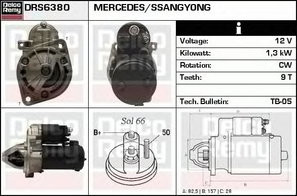 Electromotor SSANGYONG MUSSO FJ DELCOREMY DRS6380
