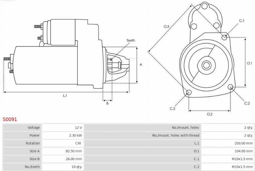 Electromotor SSANGYONG STAVIC, Crossover, 02.2005 - AS-PL S0091