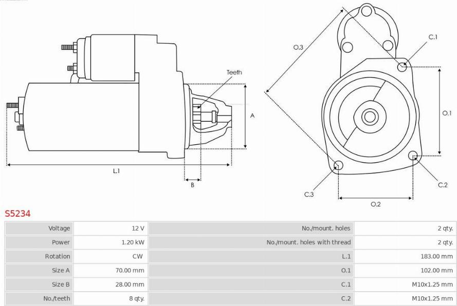 Electromotor SUZUKI SWIFT III (MZ, EZ) Hatchback, 02.2005 - AS-PL S5234