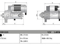 Electromotor TOYOTA HIACE III Wagon (LH1_, RZH1_) (1989 - 2004) DENSO DSN1225