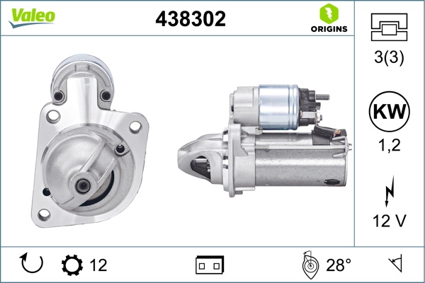 Electromotor Valeo FORD C-MAX II (DXA/CB7, DXA/CEU) 2010-2019 - 438302