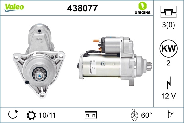 Electromotor Valeo VW TRANSPORTER T4 platou / sasiu (70E, 70L, 70M, 7DE, 7DL, 7DM) 1990-2003 - 438077