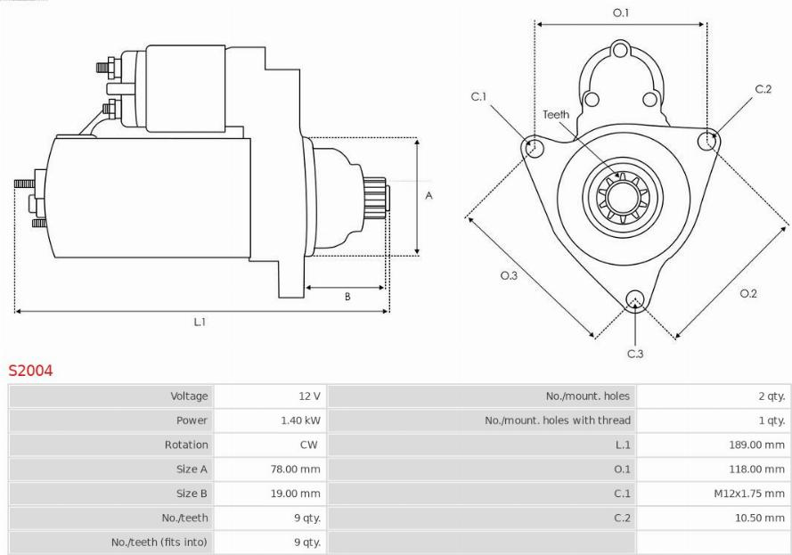Electromotor VAUXHALL CORSA Mk I (S93) Hatchback, 12.1992 - 09.2000 AS-PL S2004