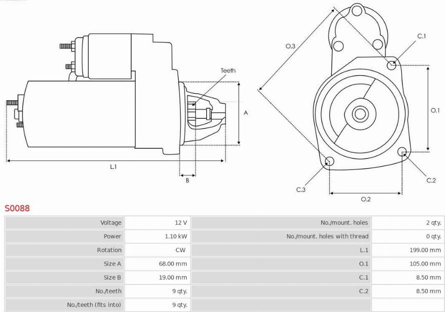 Electromotor VAUXHALL MOKKA / MOKKA X (J13) Crossover, 06.2012 - AS-PL S0088