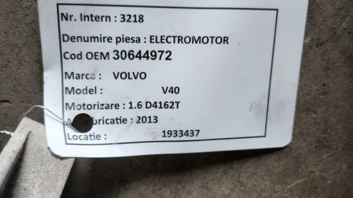 Electromotor Volvo v40 d2 c30 s40 v50 v70 Mazda 3 Transit Connect 1.6 d Cod : 30644972