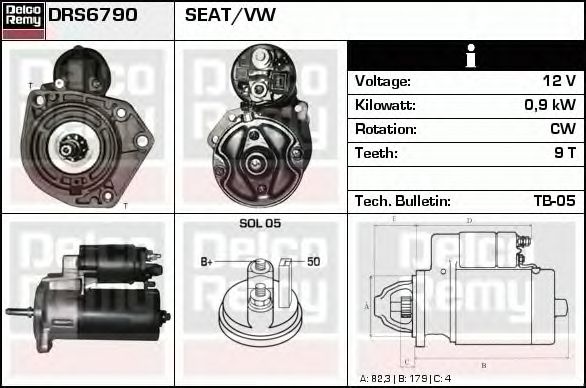 Electromotor VW CADDY II combi 9K9B DELCOREMY DRS6790