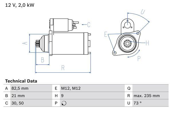 Electromotor # Vw Crafter 2.5 30-35 bus [2e] tdi motorina 136cp/100kw BJL; CECA 2006 2007 2008 2009 2010 2011 2012 2013 # 0 986 021 630 # BOSCH