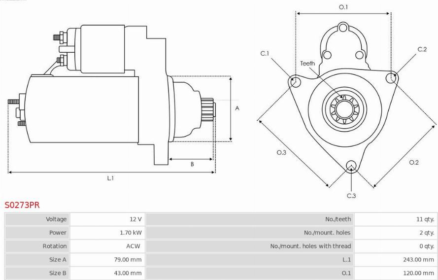 Electromotor VW EOS (1F7, 1F8) Сabrioleta, 03.2006 - 08.2015 AS-PL S0273PR