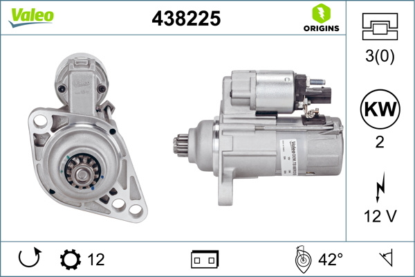 Electromotor # Vw Multivan 2.0 t5 [7hm; 7hn; 7hf; 7ef; 7em; 7en] tdi motorina 102cp/75kw CAAB 2009 2010 2011 2012 2013 2014 2015 # 438225 # VALEO
